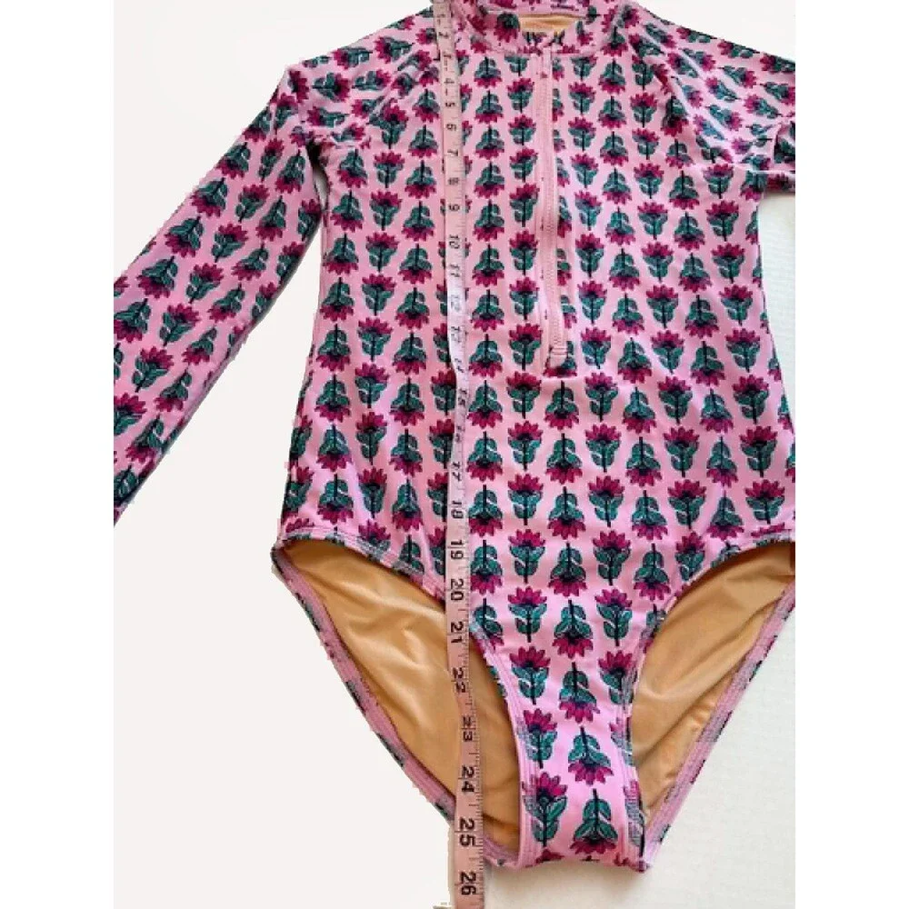 Crewcuts sz. 14 by J.Crew Girls Swimsuit Swim UPF 50+ Long Sleeves Pink Floral